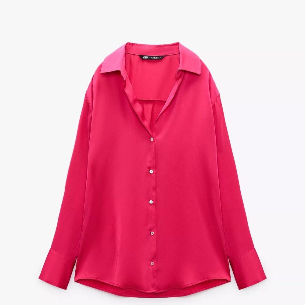 Vibrant Pink Button-Up Blouse